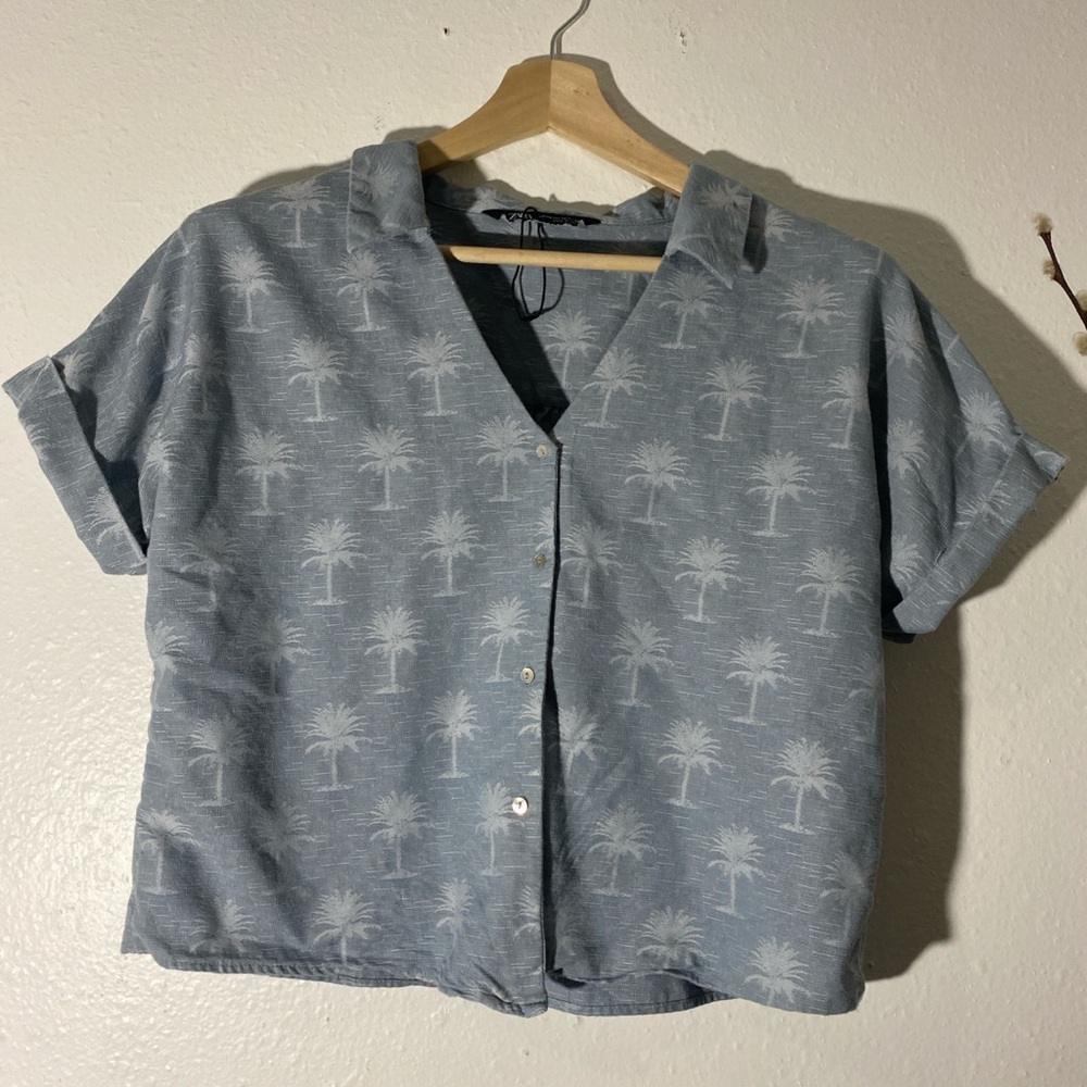 Tropical Palm Print Short Sleeve Shirt